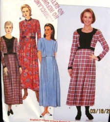 8223 LONG EMPIRE PLEAT SS-LS TAB DRESS PATTERN 8-18