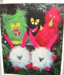 8230 4 FURRY 77 STUFFED WILD HAIRY TOYS LIKE GONKS PATTERN UNCUT