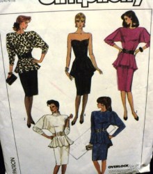 8231 SIMPLICITY STRAIGHT STRAPLESS/ LONG SLEEVE PEPLUM DRESS PATTERN 10-14 OR 8-12