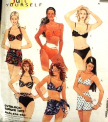 8234  MCCALLS 2 PIECE SWIMSUIT/ BIKINI STRETCH SARONG PATTERN  8, 10 CHOICE UNCUT