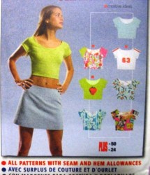 8238 EZ CUTIE SS CROP JERSEY GIRL TOPS BURDA PATTERN 6-24