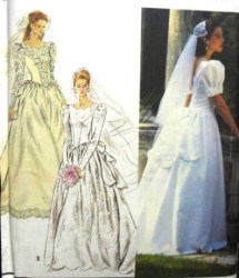 8240 SIMPLICITY BACK PEPLUM, BOW LINED BRIDAL DRESS,  TRAIN PATTERN 4-8, 16-20
