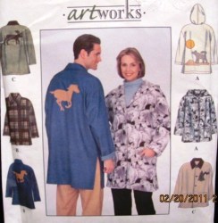 8248 UNISEX APPLIQUE BUTTON JACKET HOOD OR NOT PATTERN XS-M