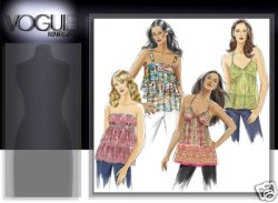8250 EZ VOGUE STRAPPY HALTER FLOUNCE TOPS  PATTERN 16-20