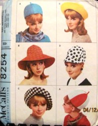 8254 1965 BRIM, BEANIE, JOCKEY SECTIONED HATS PATTERN SM-LG