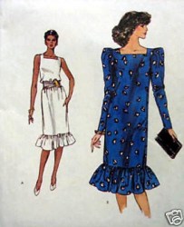 8261 VOGUE RUFFLE SQ NECK DRESS SLEEVES OR NOT PATTERN 12-16