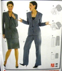 8262 BURDA LINED JACKET, PANTS, SKIRT PATTERN 10-22