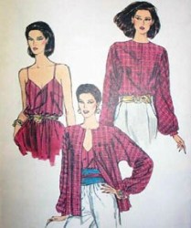 8267 EZ VOGUE L.S. DOLMAN BLOUSE, V-CAMISOLE PATTERN 10 OR 14 CHOICE