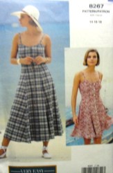8267 Vogue  EZ STRAPPY FLARE SUMMER DRESS LENGTHS PATTERN 14-18, or 8-12 Choice Uncut