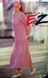8274 VOGUE LONG DROP WAIST FLARE DRESS ULTRA EASY  PATTERN 8-12 UNCUT