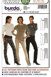 8284 BURDA STRETCH CONTOUR PANTS JEANS PATTERN 8-20