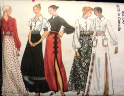 8286 1970 LONG FLARE SKIRT LENGTHS,SS-LS BLOUSE PATTERN 12 34