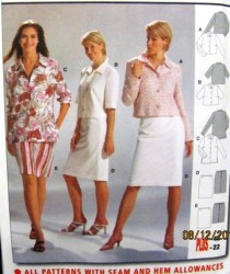 8333 BURDA SUIT JACKET  3 LENGTHS,SKIRT PATTERN 10-22