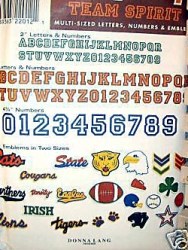8341 LETTERS, NUMBERS, EMBLEMS SPORT TEAM LOGOS 2 SZ PATTERN