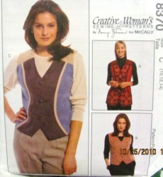 8370 EMBELLISHED BUTTON VESTS LENGTHS PATTERN 10-14