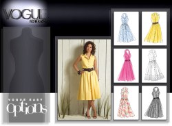 8383 VOGUE EZ SLEEVELESS / HALTER BUTTON DRESS, BELT PATTERN 6-12, 14-20 UNCUT