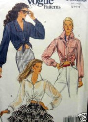 8399 EZ VOGUE COLLAR YOKE FRONT TIE BLOUSE 92 PATTERN 12-16
