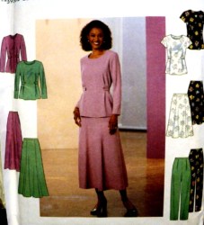 8401 SIMPLICITY SS-LS TIED TOP,  FLARE SKIRT LENGTHS, PANTS PATTERN 8-12;  14-18 CHOICE