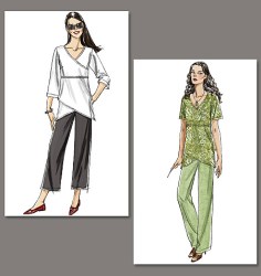 8402 VOG EZ MOCK WRAP ANGLE TUNIC, PANTS PATTERN 8-14, 16-22