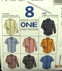 8409 MCCALLS Mr SS-LS BUTTON YOKE SHIRT EZ PATTERN  XLG-XXXLG uncut
