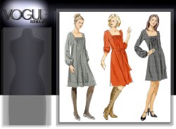 8411 EZ VOGUE SQ NECK LOOSE DRESS LENGTHS,SASH PATTERN 14-20
