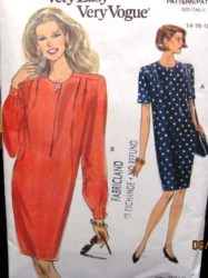 8412  EZ VOGUE  PULLOVER SS-LS YOKE STRAIGHT DRESS PATTERN 8-12 14-18 CHOICE