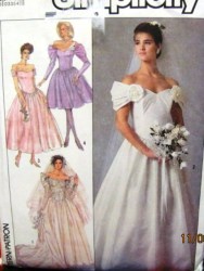 8413 OFF SHOULDER DRAPED BRIDES/MAID DRESS,TRAIN PATTERN 8,6,12