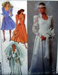 8414 BRIDES/MAID SHAPED GORED DRESS,TRAIN PATTERN 10, 12, 24