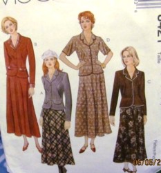 8421 LINED PEPLUM SS-LS JACKET, LONG BIAS SKIRT PATTERN 10-14