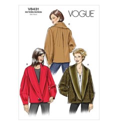 8431 EZ VOGUE LINED BACK PLEAT SHAWL COLLAR JACKET PATTERN 18-22