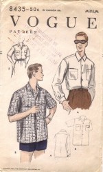 8435 1950s MEN'S SHORT SLV/LONG SLEEVE BUTTON SHIRTS PATTERN  XL