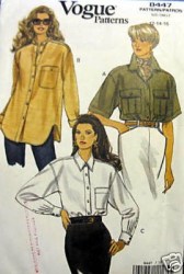 8447 Vogue CLASSIC VOGUE YOKE SHAPED SHIRT EZ PATTERN 6-10, 12-16,18-22 choice