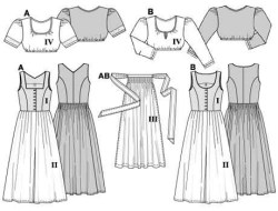 8448 BURDA DIRNDL SKIRT, APRON, CROP BLOUSE PATTERN 12-28