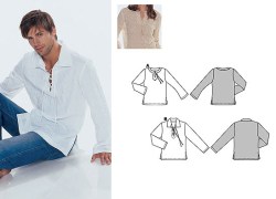 8461 BURDA LACED LONG SLEEVE EZ SHIRT UNISEX PATTERN 6-18,34-44