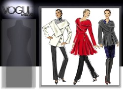 8465 VOGUE BIG COLLAR SKIRTED FLARE COAT, JACKET PATTERN 14-22