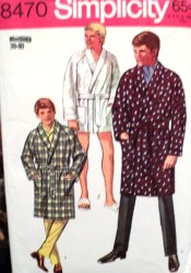 8470 Simplicity 1969 MR ROBE 2 LENGTHS, BELT PATTERN MD 38-40, or XL 46,48 choice