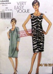 8486 EZ VOGUE FRONT PLEAT KNIT DRESS SLEEVES OR NOT PATTERN  6-12; 14-20 UNCUT CHOICE