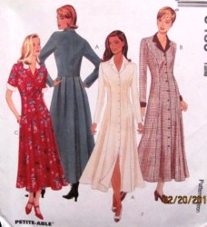 8489 LONG PLEAT BUTTON DOWN SS-LS DRESS PATTERN 12-16