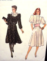 8490 VOGUE LONGER PULLOVER SS-LS TUCK DRESS  PATTERN 8