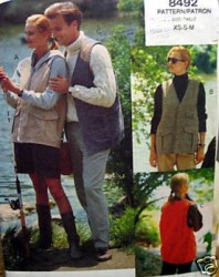 8492 VOGUE CARGO POCKET SPORTY UNISEX VEST PATTERN XS-M,L-XL