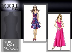 8493 VOGUE HALTER MIDRIFF FLARE TIE DRESS LENGTHS Easy PATTERN 12-18 Uncut