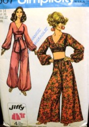 8507 JIFFY 1969 CROP TOP,SASH, FLARE PANTS BAG OR NOT PATTERN 14
