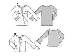 8516 BURDA TIED LACED LONG SLEEVE EZ BLOUSE PATTERN 10-20