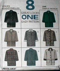 8522 8 GRT LINED BUTTON SEASONAL JACKET PATTERN XS,MD,LG