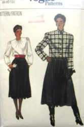 8525 VOGUE SHORT BOXY JACKET,BLOUSE,DIRNDL SKIRT PATTERN 8-12