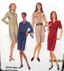 8531 BUTTON SS-LS DRESS, SASH PATTERN 4-8, 10-14