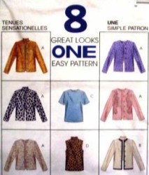 8540 MCCALLS UNLINED JACKET, TOP SLEEVES OR NOT TWIN SET PATTERN XS,S, or MD choice