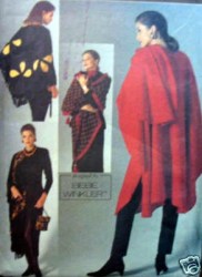 8555 VOGUE WOW CAPE, SHAWLS, POUCH 1992 VOGUE PATTERN ONE SZ