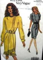 8564 EZ VOGUE MOCK WRAP OVERLAY FRINGE SS-LS DRESS PATTERN 12-16 UNCUT