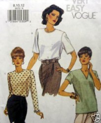 8572 VOGUE PULLOVER SHORT/ LONG SLEEVE TOP PATTERN 8-12,14-18, 20-22